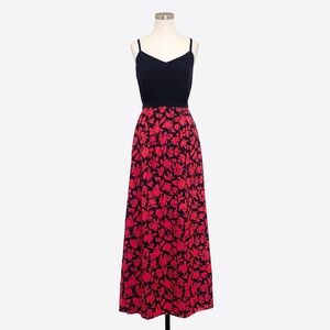 Navy and Coral Floral Maxi Dress